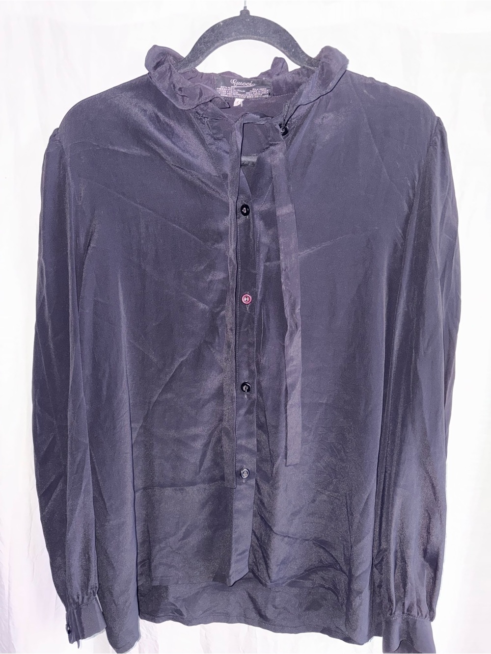 Gucci Black silk button up blouse